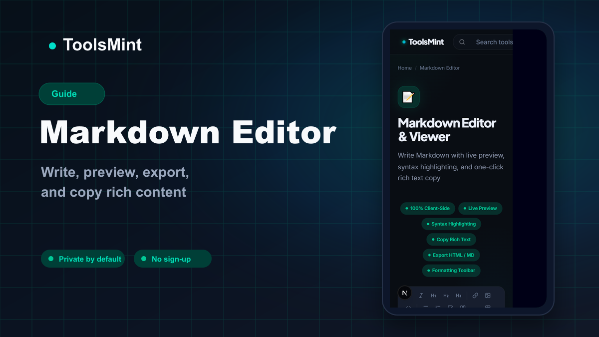 How To Use ToolsMint Markdown Editor: Preview, HTML Export, Rich Copy ...